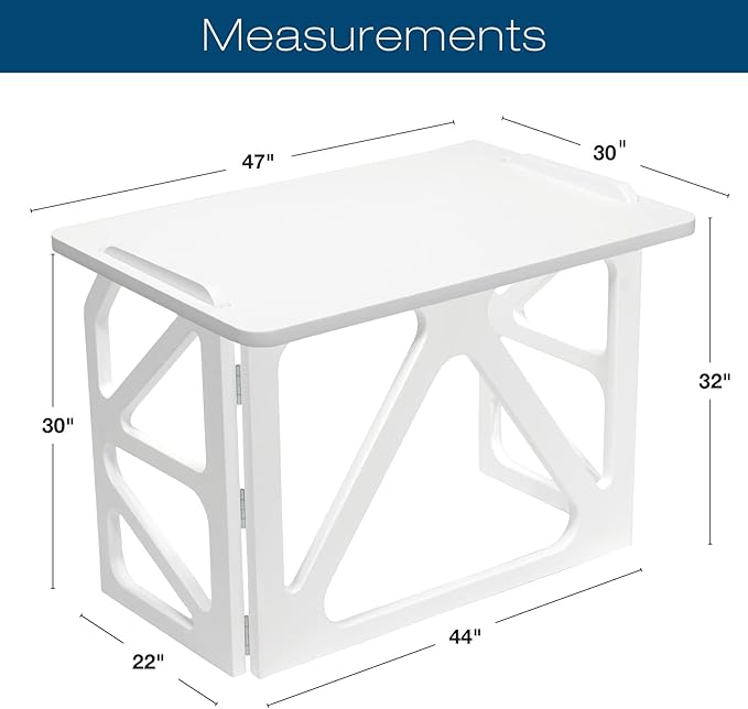 EXCELLO GLOBAL PRODUCTS Stow Away Desk with 30" x 47" Writing Surface: Perfect for Apartments, Dorms, Small Spaces and Work from Home (White) - LeafyLoom