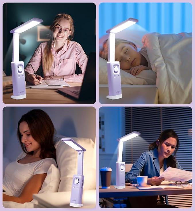 VAVOFO Battery Operated Lamp Rechargeable Lamp Foldable & Portable Light,15 light dimming modes Cordless Lamp,cute desk lamp,6000mAh Battery Lights,LED Battery Lights,Modern office desk lamp - LeafyLoom