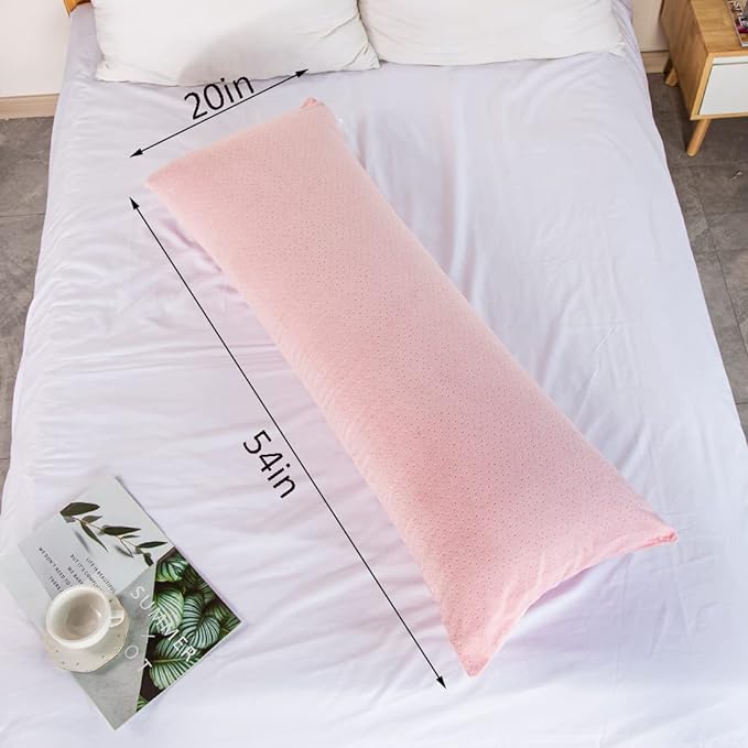 Full Body Pillow for Adults, Long Pillow for Sleeping, Large Firm Bed Pillow for Side Sleepers with Cover, 20x54 Inches (Pink) - LeafyLoom