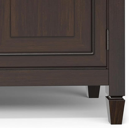 SIMPLIHOME Connaught Low Storage Cabinet, 51 inch, Chestnut Brown - LeafyLoom