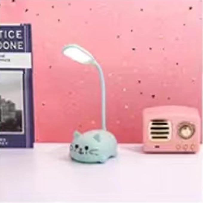 LED Kids Lamp, Mini Cat Table Lamp, Portable LED Night Light, Cute Desk Lamp, Foldable USB Rechargeable Reading Light Children's Bedroom (Blue) - LeafyLoom