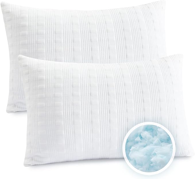 Cooling Pillows for Sleeping King Size Set of 2,Shredded Memory Foam Bed Pillow with Pillow Case-Double Sided Material,Adjustable Loft King Pillow for Side & Back Sleeper-Medium Firm - LeafyLoom