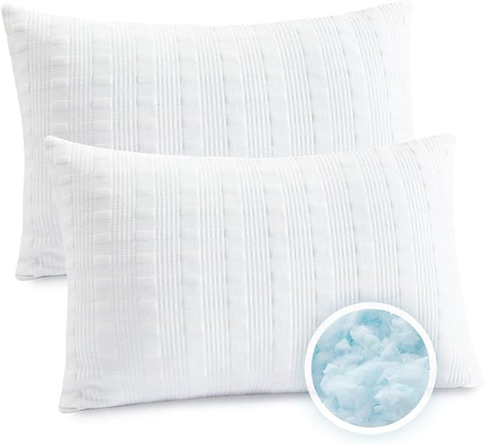 Cooling Pillows for Sleeping King Size Set of 2,Shredded Memory Foam Bed Pillow with Pillow Case-Double Sided Material,Adjustable Loft King Pillow for Side & Back Sleeper-Medium Firm - LeafyLoom