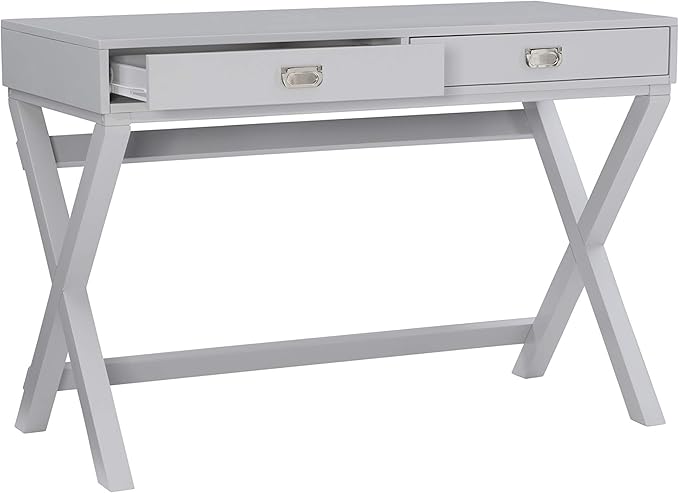 Linon Grey 2-Drawer Writing Jaycee Desk - LeafyLoom