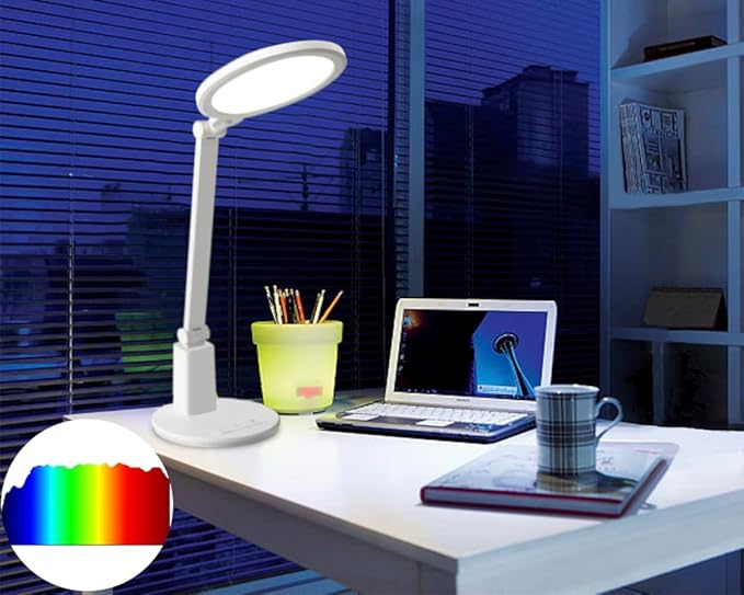 Full Spectrum Full red Light Table lamp Simulate 7 am Sunlight Authentic Eye Protection led Desk lamp 7 Brightness for Child Readers Artists Home Office - LeafyLoom