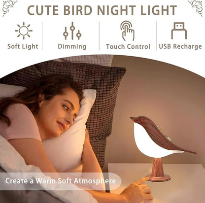 Bird Small Desk Lamp, Dimmer Night Light for Bedroom, Cordless Table Lamp with 3 Color Temperature and Touch Sensor, Rechargeable Bedside lamp - LeafyLoom