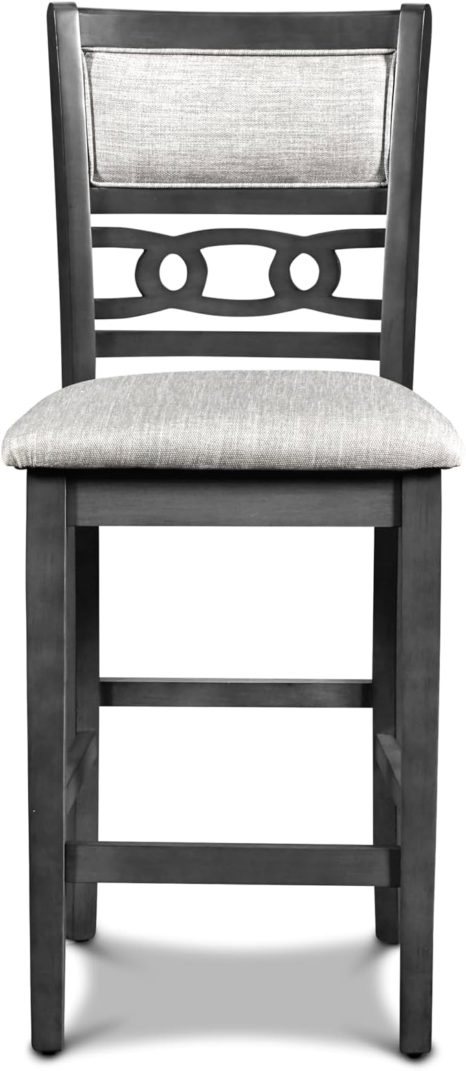 New Classic Furniture Gia Counter Dining Chair (Set of Four), Light Gray Fabric Upholstered Seat & Back Rest, Gray - LeafyLoom