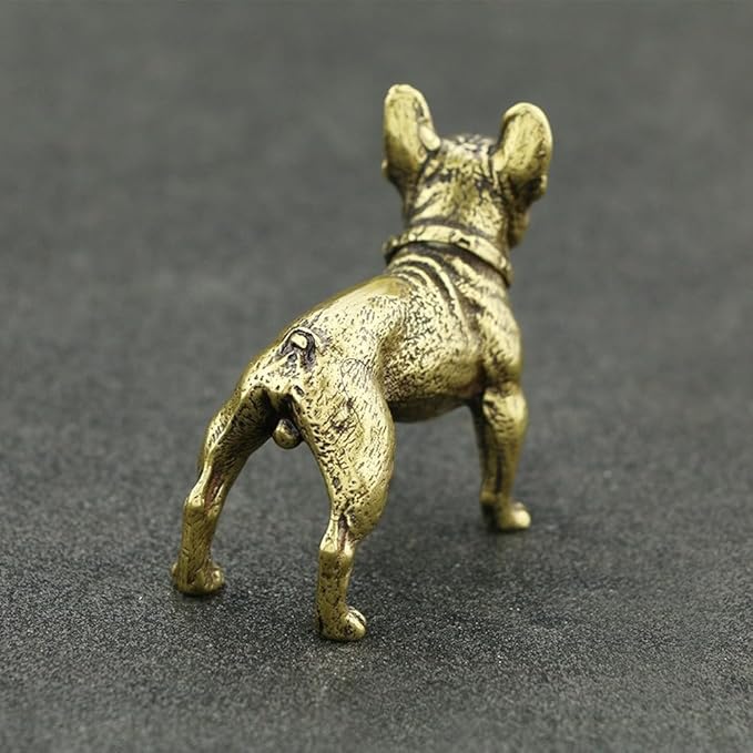 Vintage Solid Brass Miniature - Delicate Bulldog Desk Ornament for Pet Enthusiasts - Exquisite Collectible and Home Décor Accent（Bulldog） - LeafyLoom