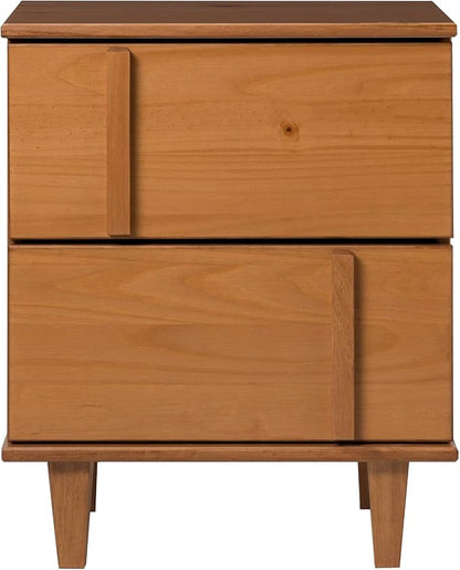 Walker Edison Sprague Contemporary Detailed Drawer Solid Wood Nightstand, 20 Inch, Caramel - LeafyLoom