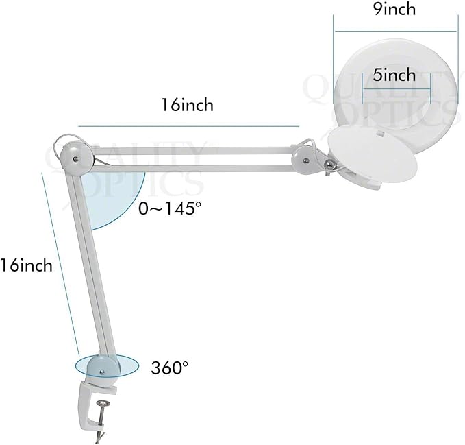 Desk Clamp Mount Magnifier Lamp Light Magnifying Glass Lens LED 5Diopter - LeafyLoom