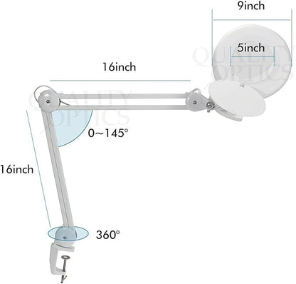 Desk Clamp Mount Magnifier Lamp Light Magnifying Glass Lens LED 5Diopter - LeafyLoom