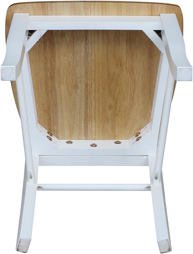 International Concepts Madrid Ladderback Chair, Wood, White/Natural/Set of 2 - LeafyLoom