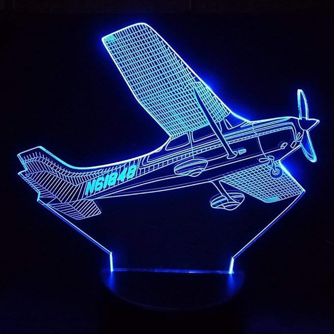 3D Plane Night Light Table Desk Optical Illusion Lamps 7 Color Changing Lights LED Table Lamp Xmas Home Love Birthday Children Kids Decor Toy Gift - LeafyLoom