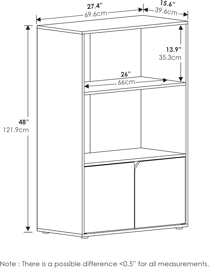 Furinno Jaya Kitchen Storage Shelf with Cabinet, Americano - LeafyLoom