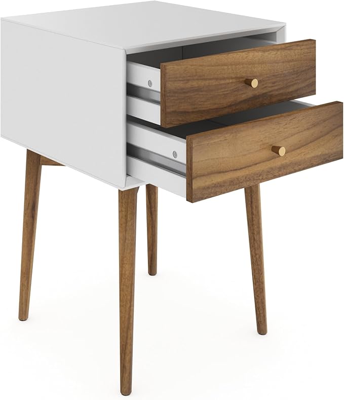 Nathan James Harper Modern Nightstand Side Accent or End Table with Storage Drawer, 1, White/Brown - LeafyLoom