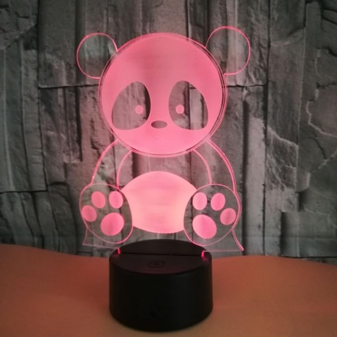 Optical Illusion 3D Panda Night Light 16 Colors Changing USB Power Remote Control Touch Switch Decor Lamp LED Table Desk Lamp Children Kids Christmas Xmas Brithday Gift - LeafyLoom