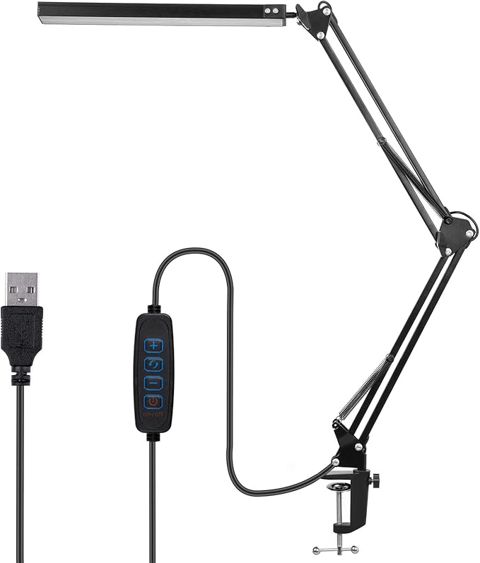 Swing Arm Desk Lamps for Architect Drafting or Computer Light, LED Bar Clamp Lamp - LeafyLoom