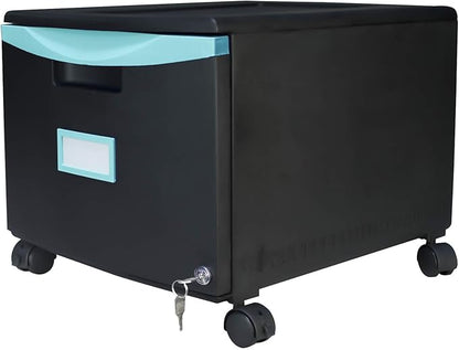 Storex 61270A01C File Cabinet, 1-Pack, Black/Teal - LeafyLoom