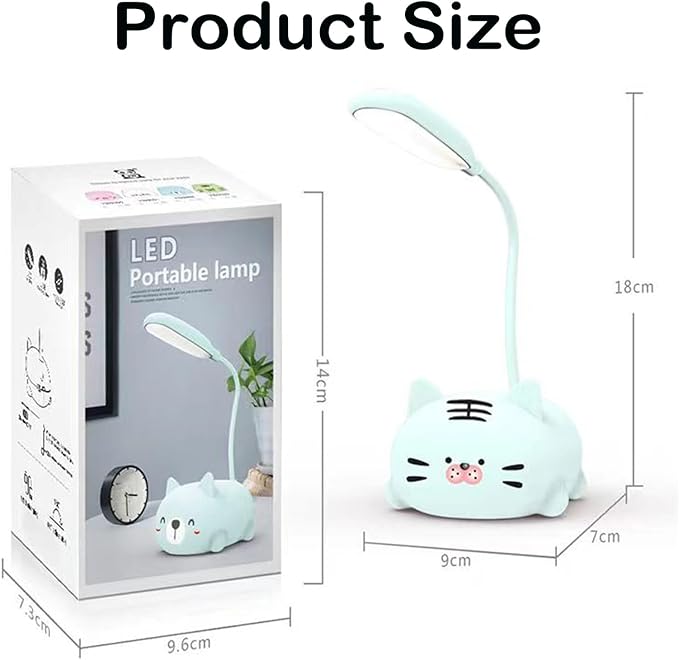 Kids Lamp, Cute LED Desk Lamp for Kids, Mini Animal Night Light, USB Rechargeable Flexible Cartoon Lamp Eye-Care Lighting for Bedroom (Tiger G, White) - LeafyLoom