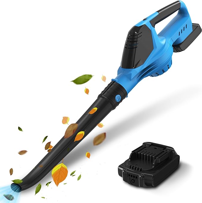 Leaf Blower, 21V Electric Leaf Blower Cordless, Leaf Blower with 2000mAh Battery and Charger, 16.5A/16500rpm Speed Leaf Blower, 5 Speed Mode Lightweight Leaf Blower for Lawn Patio Yard - LeafyLoom