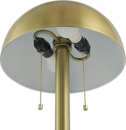 Globe Electric 65786 Haydel 60" 2-Light Floor Lamp, Matte Brass, Double On/Off Pull Chain, Bulb Not Included - LeafyLoom