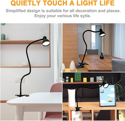 Clip on Light Reading Light for Bed 3 Color Modes 10 Dimmable Brightness Eye Care Clamp Desk Lamp Flexible Gooseneck Book Light for Reading in Bed Desk Light for Bed Headboard Computer - LeafyLoom