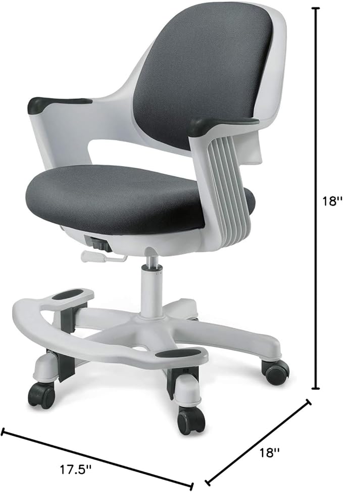 Kids Desk Chair: Ergonomic Kids Computer Chair | Adjustable Kids Office Chair with Wheels & Arms | Study Chair for Girls and Boys - Kids Chair Desk with Wheel Covers (Cyber Gray) - LeafyLoom