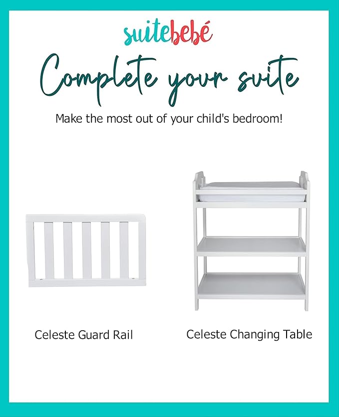 Suite Bebe Celeste 3 in 1 Convertible Island Crib, Wood and Acrylic, White - LeafyLoom