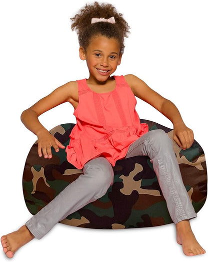 Posh Creations Bean Bag Chair for Kids, Teens, and Adults Includes Removable and Machine Washable Cover, Soft Nylon - Camo Green, 27in - Medium - LeafyLoom