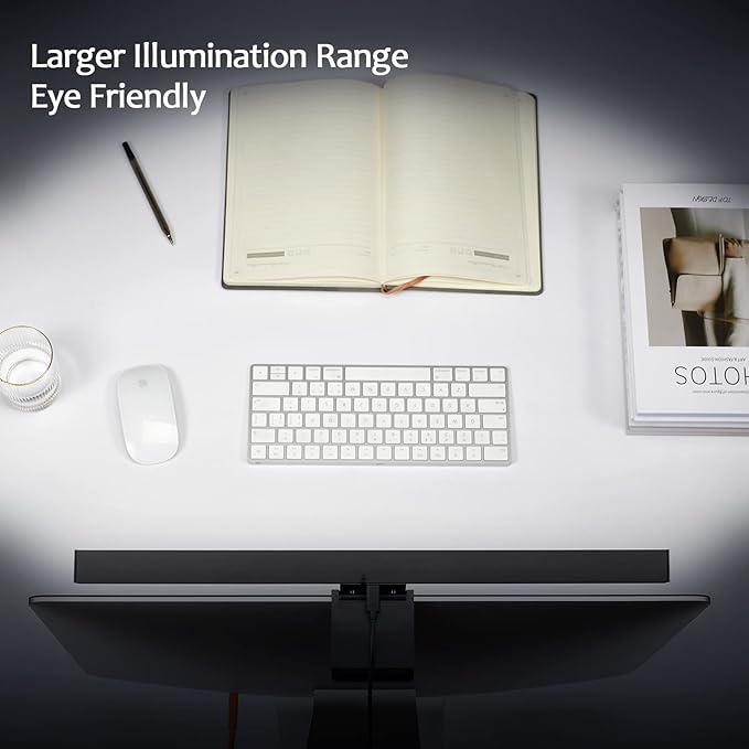 Computer Monitor Light Bar: Flat/Curved Monitor Screen Bar LED Lamp for Eye Caring/Space Saving 16.5 inch USB Powered Desk Lamp with Dimming for Home Office Gaming - LeafyLoom