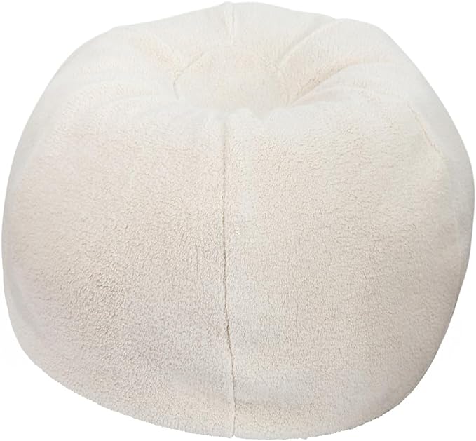 Flash Furniture Dillon Sherpa Bean Bag Chair, Classic Refillable Bean Bag Chair for Kids and Teens, Small, Natural - LeafyLoom