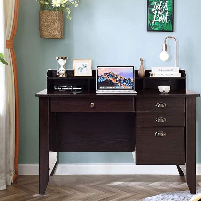 Computer Desk, Brown - LeafyLoom