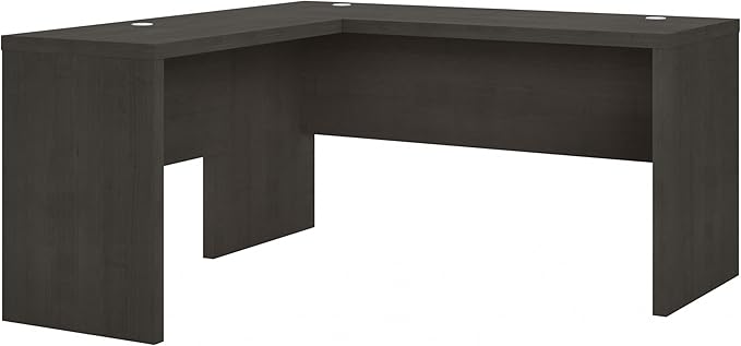 Bush Business Furniture Echo L Shape Desk with Wire Management | Corner Computer Table with Quick-to-Assemble Hardware | Home Office Credenza, 60W, Charcoal Maple - LeafyLoom