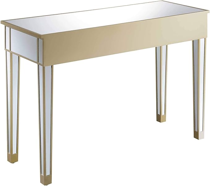 Convenience Concepts Gold Coast Desk, Champagne/Mirror - LeafyLoom