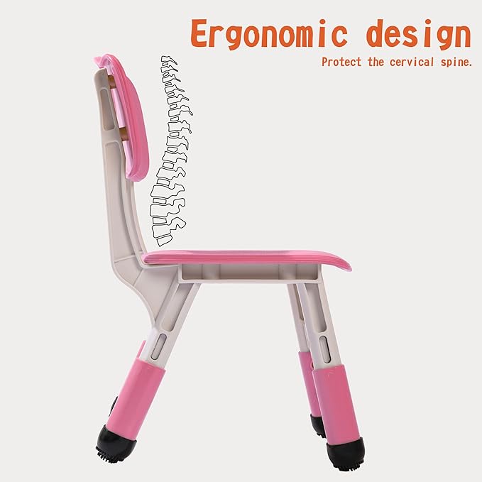 Kids' Desk Chairs Adjustable Height is Suitable for Children's Chairs Used in Families, Schools and Day-Care Between 2-10 Years Old The Max Bearing Capacity is 220LB(6PCS-Beige) - LeafyLoom