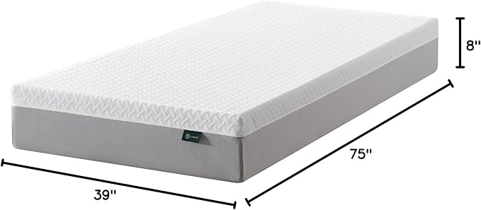 ZINUS 8 Inch Green Tea Essential Memory Foam Mattress [New Version], Twin, Fiberglass Free, Medium Feel, Breathable Airflow Memory Foam, Certified Safe Foams & Fabric, Mattress in A Box - LeafyLoom