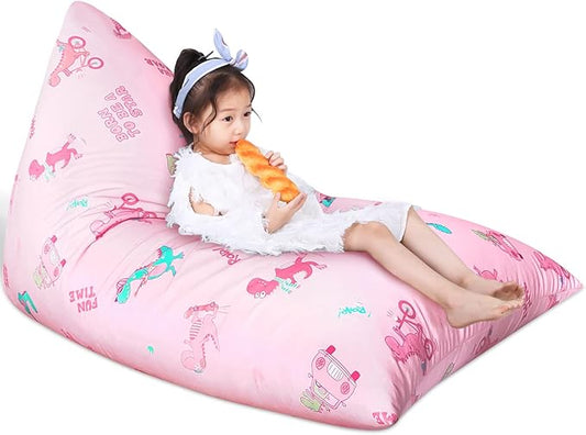 Jorbest Stuffed Animal Storage, Dinosaur Bean Bag Chair, Stuffed Animal Storage Bean Bag Chair for Kids and Adults, Pink Dinosaur Bean Bag for Girls - Cover ONLY (Dinosaur 200L/52 Gal) - LeafyLoom