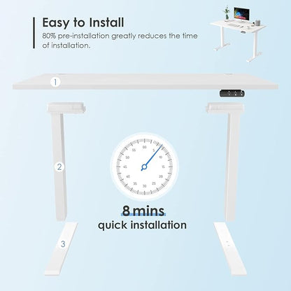 Sunon Sit Laptop Computer Writing Workstations with 3 Pre-Set and USB Port 48" for Home Office Smart Advanced Standing Desk, White - LeafyLoom