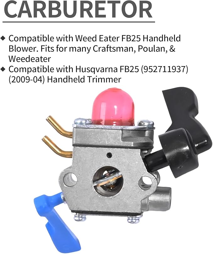 C1U-W46 Carburetor Kit Replacement for Husqvarna FB25 Handheld Blower For Weedeater FB25 FB-25 Blower for Zama C1U-W51B Carb - LeafyLoom