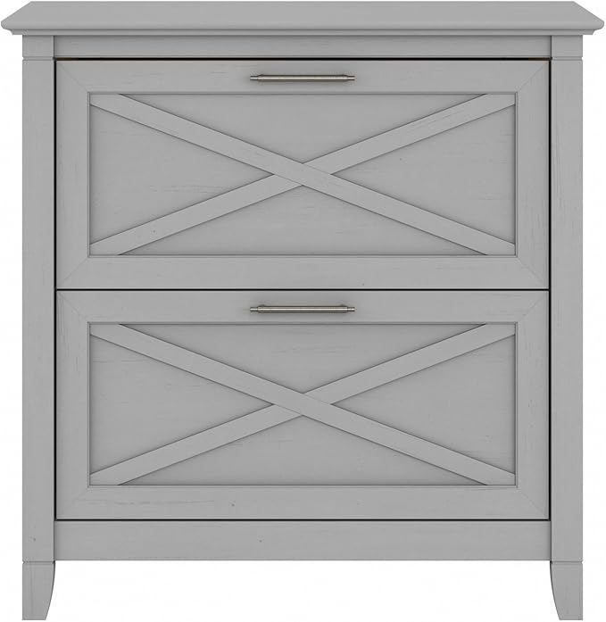 Bush Furniture Key West 2 Drawer Lateral File Cabinet in Cape Cod Gray | Document Storage for Home Office | Accent Chest with Drawers - LeafyLoom