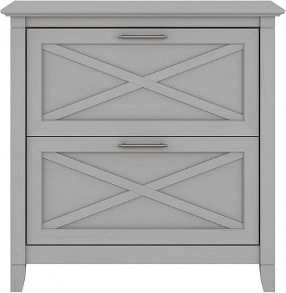 Bush Furniture Key West 2 Drawer Lateral File Cabinet in Cape Cod Gray | Document Storage for Home Office | Accent Chest with Drawers - LeafyLoom