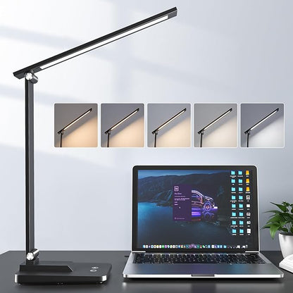 Mubarek Desk Lamp,15 Modes LED Desk Light,500 Lumen LED Lamp,Dimmable LED Table Lamp,Desk Lamps Office Accessories,Adjustable&Foldable Reading Lamp,Desk Light,LED Desk Lamp for Study Lamp,Bedside Lamp - LeafyLoom