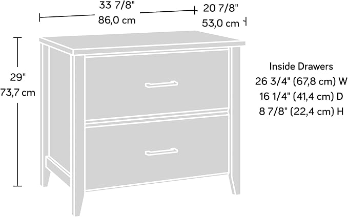 Sauder Summit Station 2-Drawer Lateral File Cabinet, L: 33.86" x W: 20.87" x H: 29.02", Glacier Oak - LeafyLoom