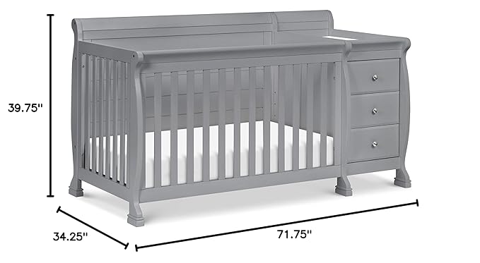 DaVinci Kalani 4-in-1 Convertibe Crib and Changer Combo in Gray - LeafyLoom