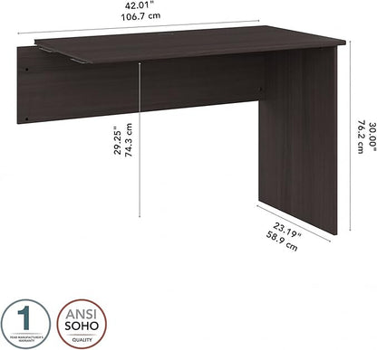 Bush Furniture Cabot 42W Shell Desk Return, 48W x 24D, Heather Gray - LeafyLoom