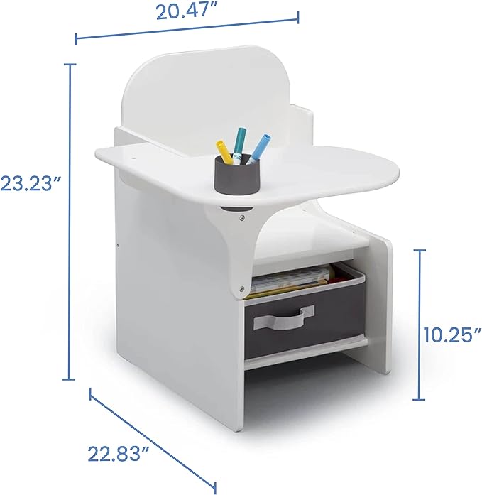 Delta Children MySize Chair Desk With Storage Bin, Bianca White - LeafyLoom