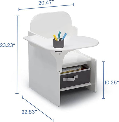 Delta Children MySize Chair Desk With Storage Bin, Bianca White - LeafyLoom