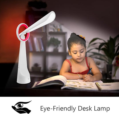 Upgraded LED Desk Lamp with 7 Colours Change, Eye-Caring Table Lamp with USB Charging Port Suitable for Table Bedroom Bedside Office Study,8W (White) - LeafyLoom