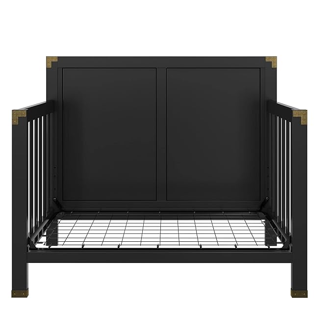 Baby Relax Miles 5-in-1 Convertible Crib, Solid Pine Wood, Black - LeafyLoom