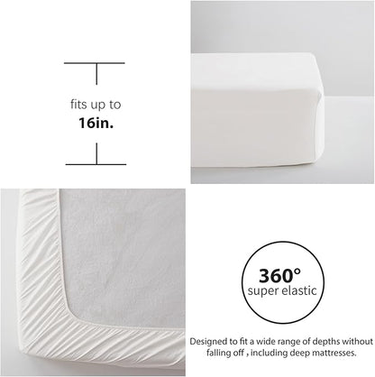 Anluoer Queen Comforter Set 7 Pieces, White Tufted Bed in a Bag with comforters and sheets, All Season Bedding Sets with 1 Comforter, 2 PillowShams, 2 Pillowcases, 1 Flat Sheet, 1 Fitted Sheet - LeafyLoom